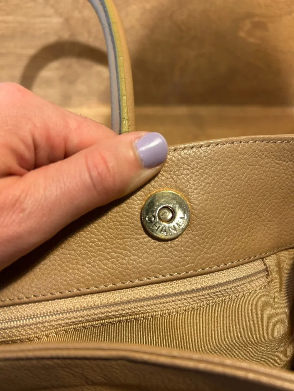 Authentic Chanel Executive Cerf Tote Bag - Tan Caviar Leather (Vintage)